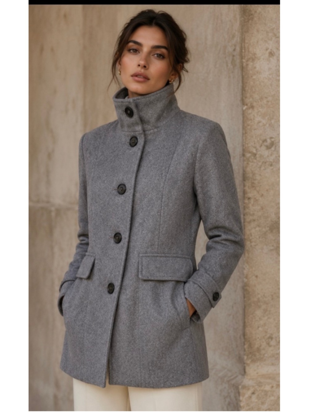 United Colors of Benetton Grey Pea Coat Size 46/10/L New Y2K Never Worn!